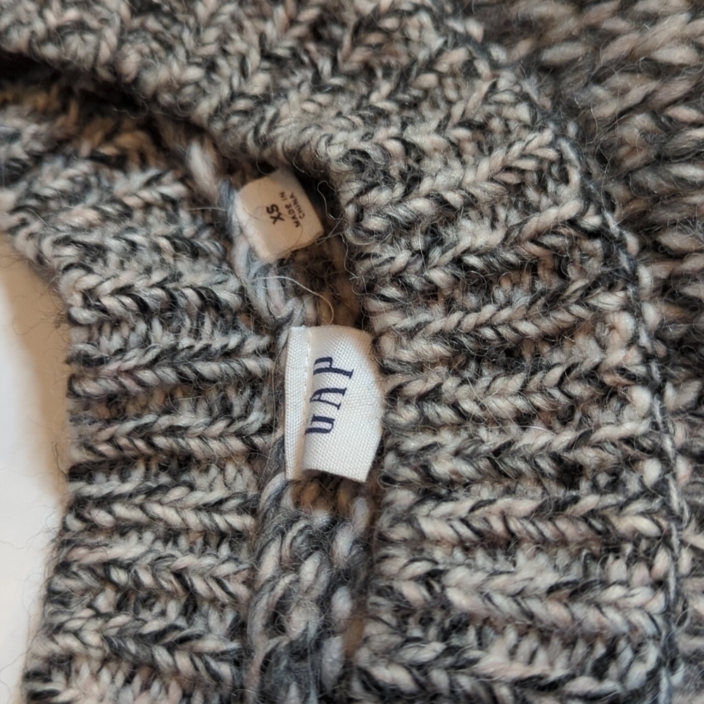 Cable Knit Gray Sweater wool/alpaca chunky wool fisherman Pullover Chunky Sz XS - Picture 4 of 10